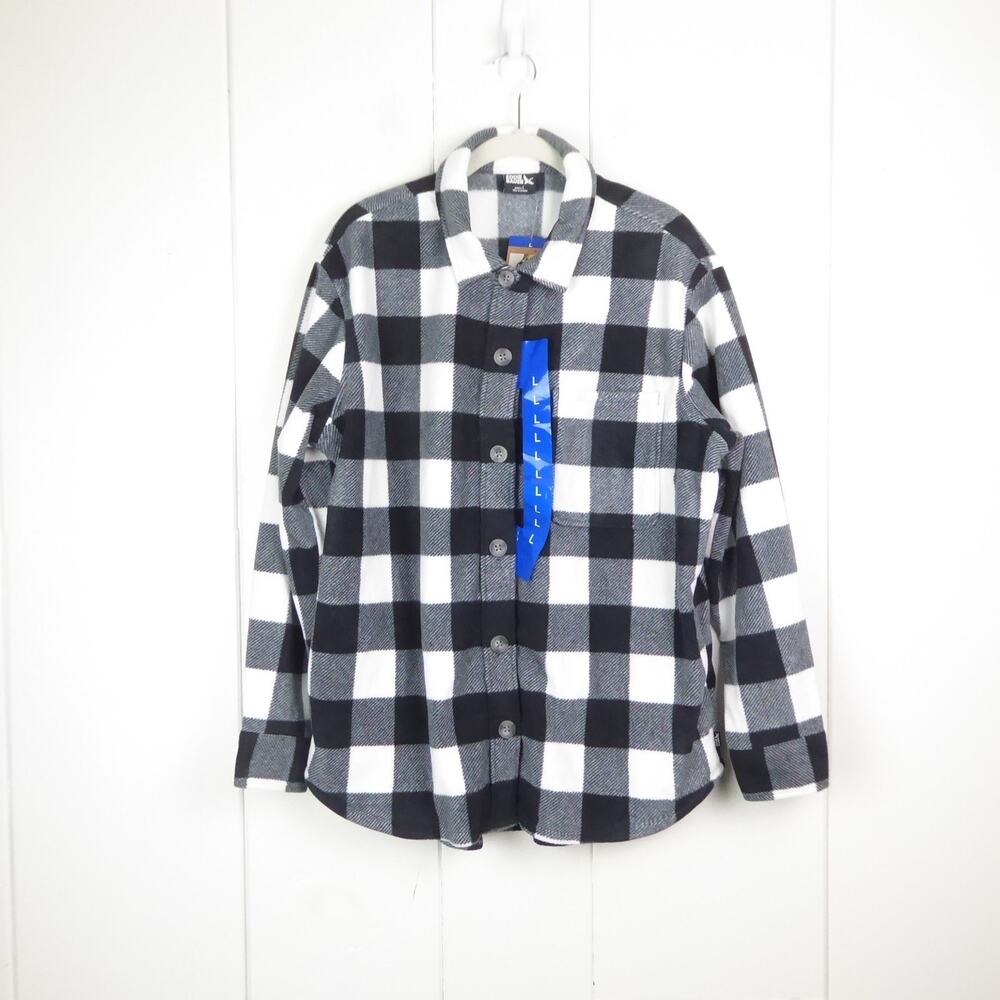 Eddie‎ Bauer Shirt Shacket Womens SZ L Micro Fleece Heavyweight Plaid Gorpcore